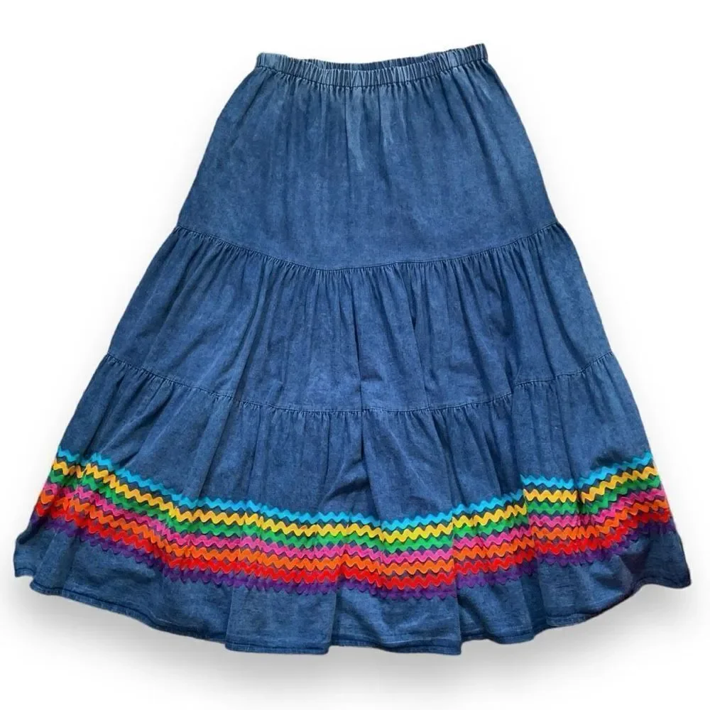 Vintage Maxi Skirt with Multicolor Ric Rac Trim - Picture 5 of 9